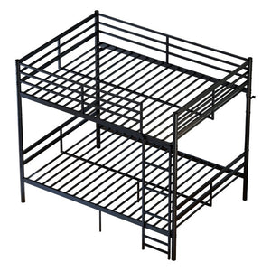 English Elm Metal Full Size Bunk Bed Heavy Duty Iron Frame with Guardrail Ladder and Storage Space W5635P513025