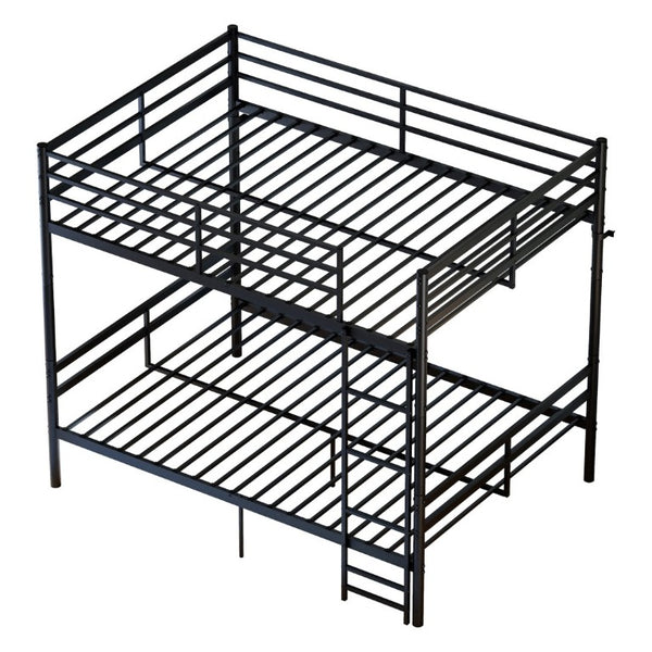 English Elm Metal Full Size Bunk Bed Heavy Duty Iron Frame with Guardrail Ladder and Storage Space W5635P513025