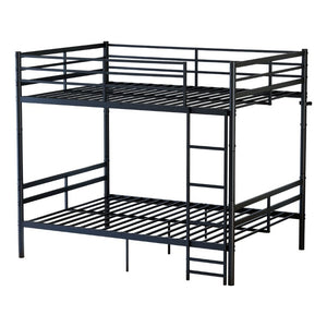 English Elm Metal Full Size Bunk Bed Heavy Duty Iron Frame with Guardrail Ladder and Storage Space W5635P513025