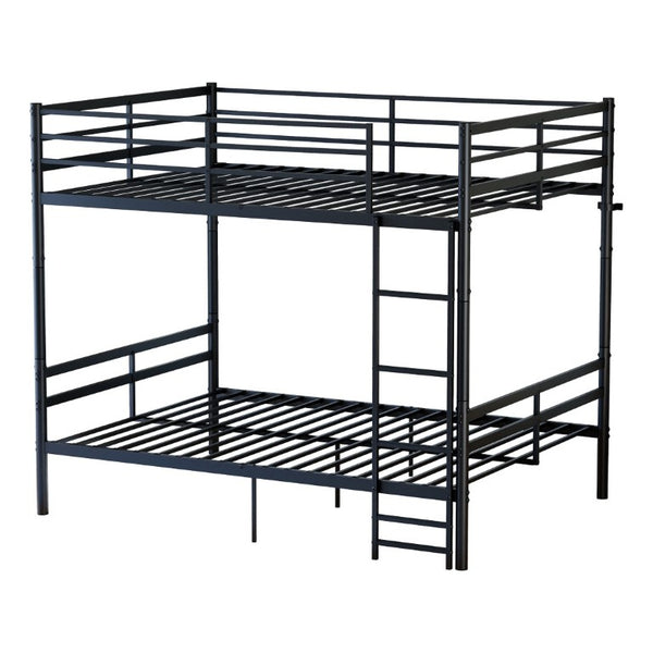 English Elm Metal Full Size Bunk Bed Heavy Duty Iron Frame with Guardrail Ladder and Storage Space W5635P513025