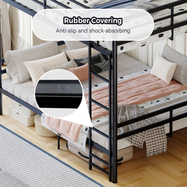 English Elm Metal Full Size Bunk Bed Heavy Duty Iron Frame with Guardrail Ladder and Storage Space W5635P513025