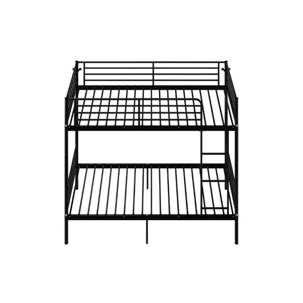 English Elm Bunk Bed Twin Over Iron Frame with Full Guardrail Ladder and Noise Free Design Black W5635P516728