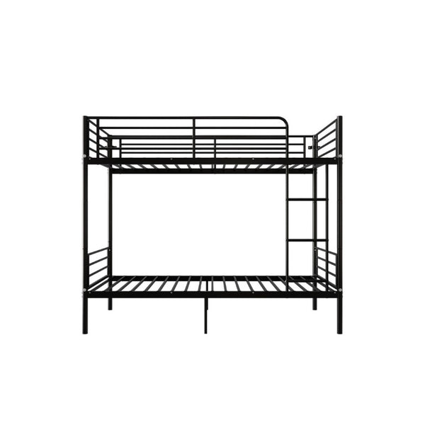 English Elm Bunk Bed Twin Over Iron Frame with Full Guardrail Ladder and Noise Free Design Black W5635P516728