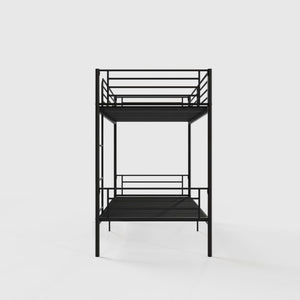 English Elm Bunk Bed Twin Over Iron Frame with Full Guardrail Ladder and Noise Free Design Black W5635P516728