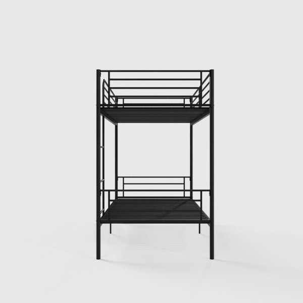 English Elm Bunk Bed Twin Over Iron Frame with Full Guardrail Ladder and Noise Free Design Black W5635P516728
