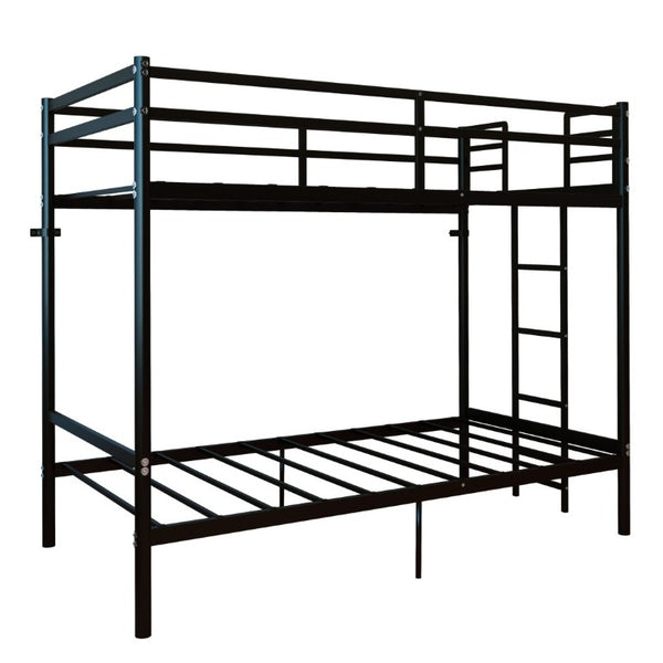 English Elm Bunk Bed Twin Over Iron Frame Convertible Matte Black Kids Sleep Solution W5635P516784