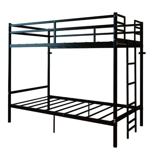English Elm Bunk Bed Twin Over Iron Frame Convertible Matte Black Kids Sleep Solution W5635P516784