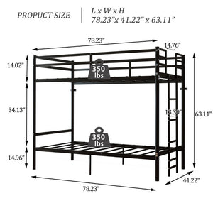 English Elm Bunk Bed Twin Over Iron Frame Convertible Matte Black Kids Sleep Solution W5635P516784