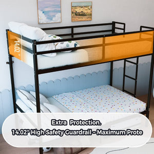 English Elm Bunk Bed Twin Over Iron Frame Convertible Matte Black Kids Sleep Solution W5635P516784