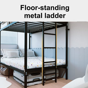 English Elm Bunk Bed Twin Over Iron Frame Convertible Matte Black Kids Sleep Solution W5635P516784