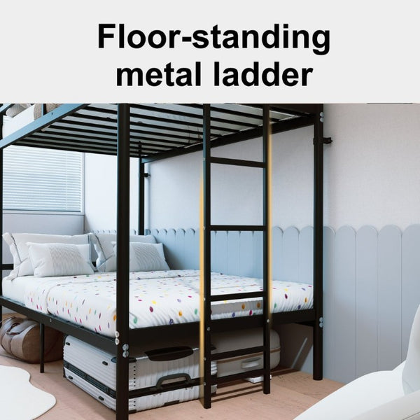 English Elm Bunk Bed Twin Over Iron Frame Convertible Matte Black Kids Sleep Solution W5635P516784