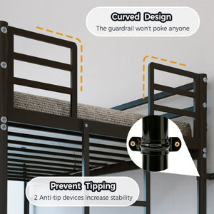 English Elm Bunk Bed Twin Over Iron Frame Convertible Matte Black Kids Sleep Solution W5635P516784