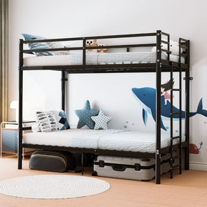 English Elm Bunk Bed Twin Over Iron Frame Convertible Noise Free Design for Kids Rooms W5635P516803