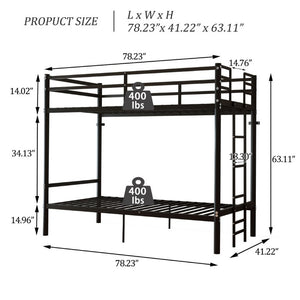 English Elm Bunk Bed Twin Over Iron Frame Convertible Noise Free Design for Kids Rooms W5635P516803