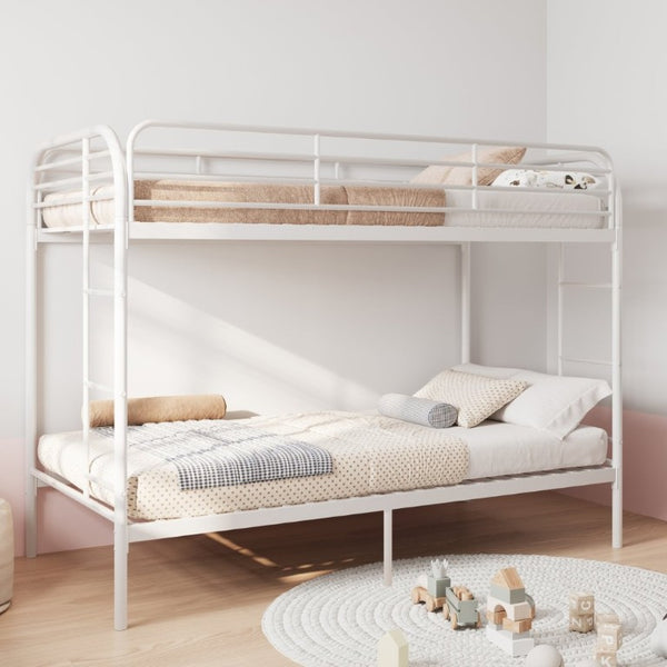 English Elm Bunk Bed Twin Over White Iron Frame Full Guardrail Ladder Kids Bedroom W5635P516846