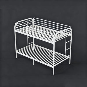 English Elm Bunk Bed Twin Over White Iron Frame Full Guardrail Ladder Kids Bedroom W5635P516846