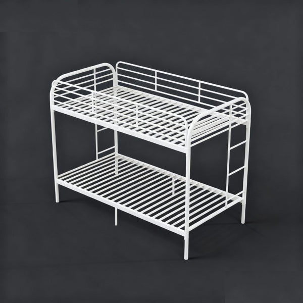 English Elm Bunk Bed Twin Over White Iron Frame Full Guardrail Ladder Kids Bedroom W5635P516846
