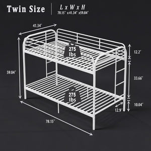 English Elm Bunk Bed Twin Over White Iron Frame Full Guardrail Ladder Kids Bedroom W5635P516846