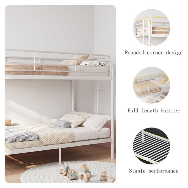 English Elm Bunk Bed Twin Over White Iron Frame Full Guardrail Ladder Kids Bedroom W5635P516846