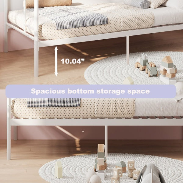 English Elm Bunk Bed Twin Over White Iron Frame Full Guardrail Ladder Kids Bedroom W5635P516846