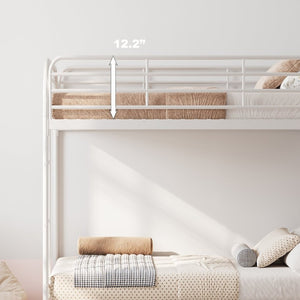 English Elm Bunk Bed Twin Over White Iron Frame Full Guardrail Ladder Kids Bedroom W5635P516846