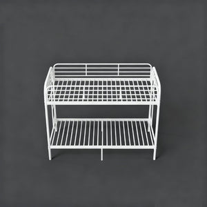 English Elm Bunk Bed Twin Over White Iron Frame Full Guardrail Ladder Kids Bedroom W5635P516846