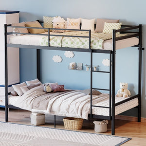 English Elm Metal Bunk Bed Iron Frame with Guardrails and Under Storage for Kids and Teens W5635P521221