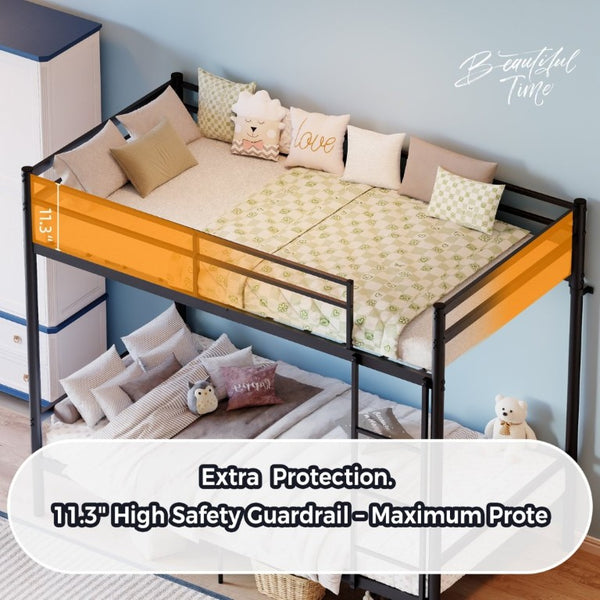 English Elm Metal Bunk Bed Iron Frame with Guardrails and Under Storage for Kids and Teens W5635P521221