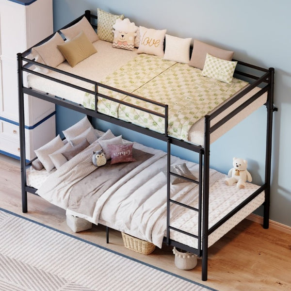 English Elm Metal Bunk Bed Iron Frame with Guardrails and Under Storage for Kids and Teens W5635P521221
