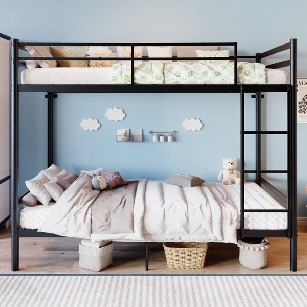 English Elm Metal Bunk Bed Iron Frame with Guardrails and Under Storage for Kids and Teens W5635P521221