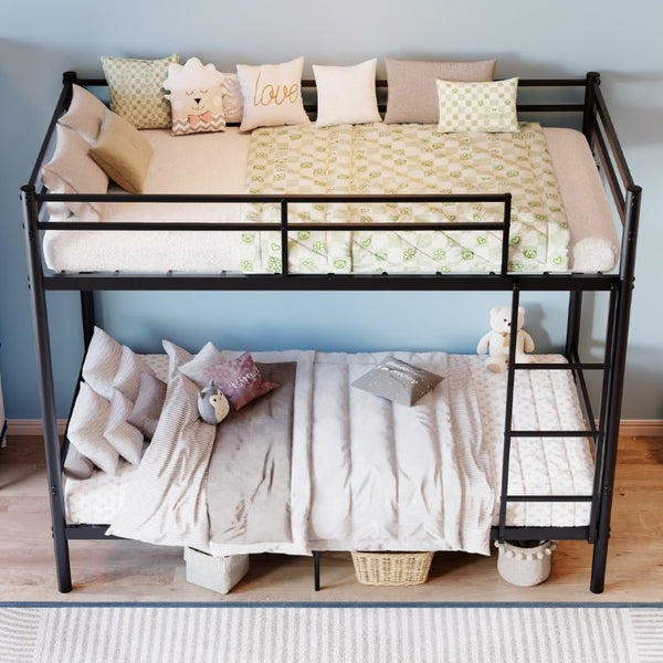 English Elm Metal Bunk Bed Iron Frame with Guardrails and Under Storage for Kids and Teens W5635P521221