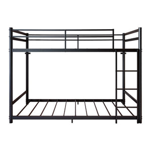English Elm Black Iron Twin Bunk Bed with Safety Guardrail Slat Support and Under Frame Storage W5635P521282