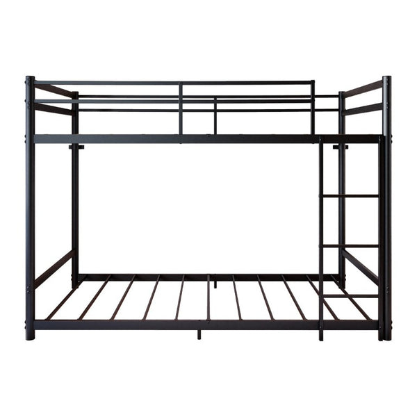 English Elm Black Iron Twin Bunk Bed with Safety Guardrail Slat Support and Under Frame Storage W5635P521282