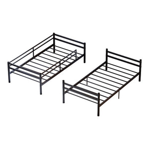English Elm Black Iron Twin Bunk Bed with Guardrail Convertible Frame and Under Bed Storage Space W5635P521291