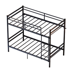 English Elm Black Iron Twin Bunk Bed with Guardrail Convertible Frame and Under Bed Storage Space W5635P521291
