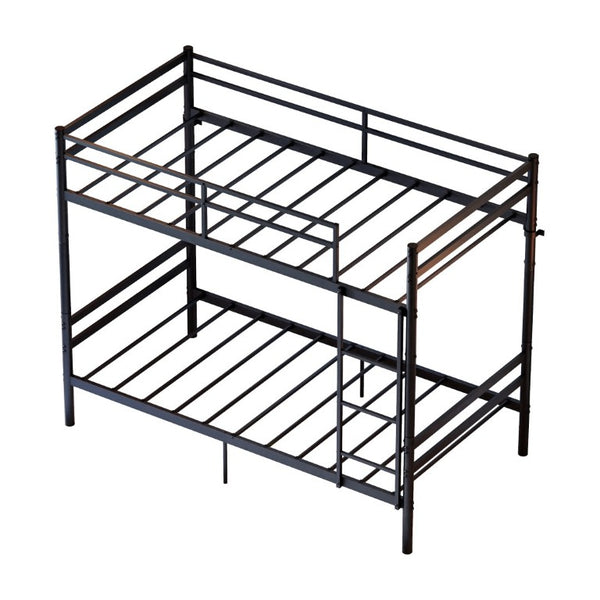 English Elm Black Iron Twin Bunk Bed with Guardrail Convertible Frame and Under Bed Storage Space W5635P521291