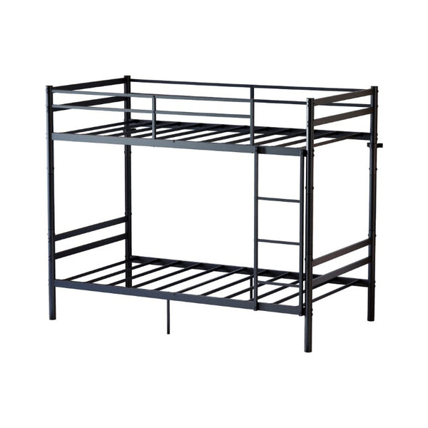 English Elm Black Iron Twin Bunk Bed with Guardrail Convertible Frame and Under Bed Storage Space W5635P521291