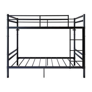 English Elm Black Iron Twin Bunk Bed with Guardrail Convertible Frame and Under Bed Storage Space W5635P521291