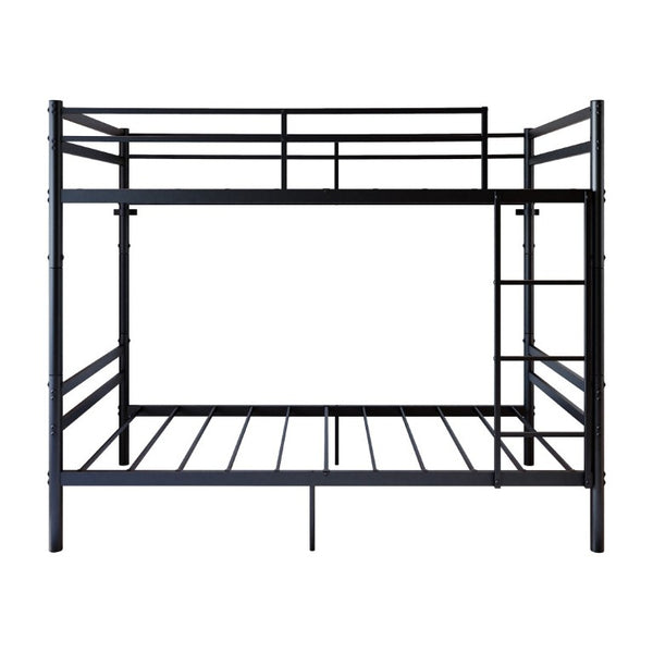 English Elm Black Iron Twin Bunk Bed with Guardrail Convertible Frame and Under Bed Storage Space W5635P521291