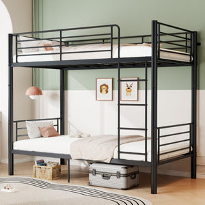 English Elm Bunk Bed Powder Coated Iron Frame Convertible Twin Sleeper with Under Bed Storage W5635P525715