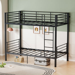 English Elm Bunk Bed Powder Coated Iron Frame Convertible Twin Sleeper with Under Bed Storage W5635P525715