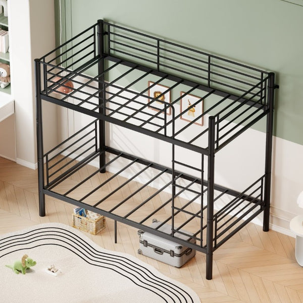 English Elm Bunk Bed Powder Coated Iron Frame Convertible Twin Sleeper with Under Bed Storage W5635P525715