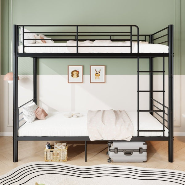 English Elm Bunk Bed Powder Coated Iron Frame Convertible Twin Sleeper with Under Bed Storage W5635P525715