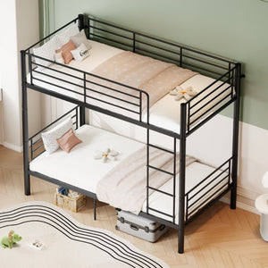 English Elm Bunk Bed Powder Coated Iron Frame Convertible Twin Sleeper with Under Bed Storage W5635P525715