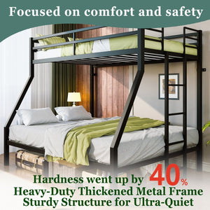 English Elm Twin Over Full Steel Bunk Bed Heavy Duty Frame with Floor Ladder and Under Bed Storage W5635P525748