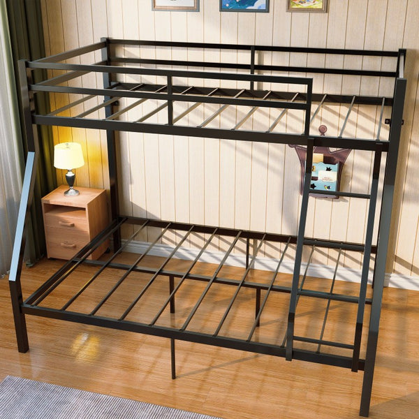 English Elm Twin Over Full Bunk Bed Powder Coated Metal Frame with Guardrails and Underbed Storage W5635P525926