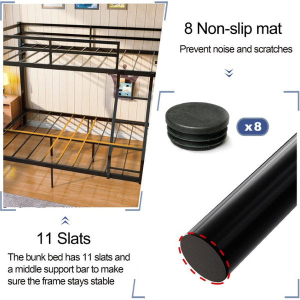 English Elm Twin Over Full Bunk Bed Powder Coated Metal Frame with Guardrails and Underbed Storage W5635P525926