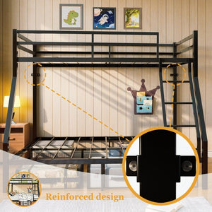 English Elm Twin Over Full Bunk Bed Powder Coated Metal Frame with Guardrails and Underbed Storage W5635P525926