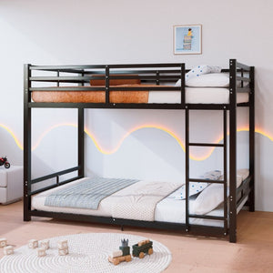 English Elm Twin Over Bunk Bed Heavy Duty Iron Frame with Guardrail Ladder and 19 Support Slats W5635P527068