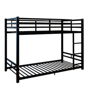 English Elm Twin Over Bunk Bed Heavy Duty Iron Frame with Guardrail Ladder and 19 Support Slats W5635P527068